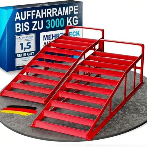 WERKTHOR [Lot de 2] Rampes d'Accès Métal Voiture, Rampe Voiture Levage Adhérence Maximale, Pont Mobile Voiture, Rampe Voiture Vidange Résistante Toutes Surfaces