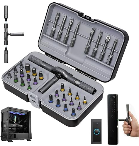 32-in-1 Magnetic Ratchet Screwdriver Set with Removable T-Handle