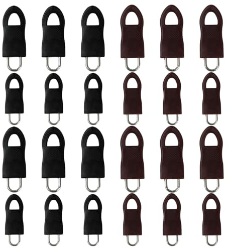 24 Piezas Tirador Cremallera, Cremalleras de Repuesto Reparación, Universales Tiradores de Cremallera sin Herramientas, Zipper para Ropa, Vaqueros, Maleta, Equipaje, Negro, Marrón