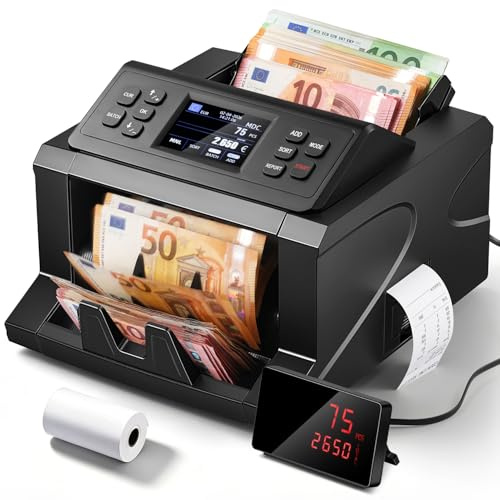 CGOLDENWALL Compteuse de Billets Professionnelle avec Imprimante Intégrée