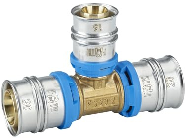 CONEL CONNECT MV2 T-Stück reduziert Pressfitting aus Messing – Größen 16–32 mm (20x20x16mm)