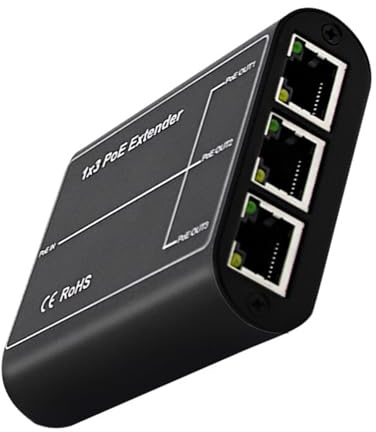 Ijksbehjf POEs Power Ethernet Extender Offering 1 Input 3 Output Port for Cameras VoIP Phones Enabling Long Distances 100Meter Connection POEs Repeaters Switches