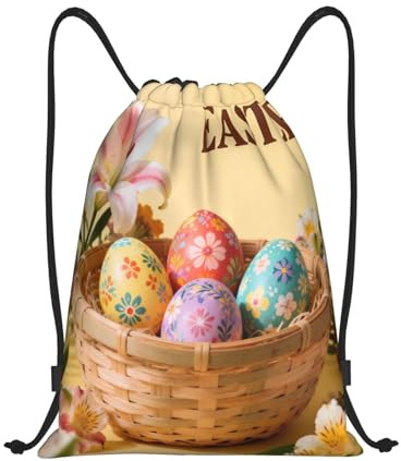 Mochilas Huevos De Pascua Amarillos Guardarla Bolsa Gimnasio Casual Bolsa Cordón para Acampada Fútbol Natación 39X46Cm