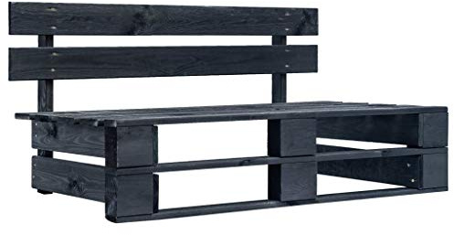 Tomostar Canapé en Palette, Canapé Palette de Jardin Banc Banquette de Jardin 110x65x55 cm Bois Noir