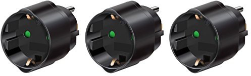 3er Pack Brennenstuhl Reisestecker/-adapter Schutzkontakt für USA, Japan schwarz, 1508550 (3, Adapter USA)