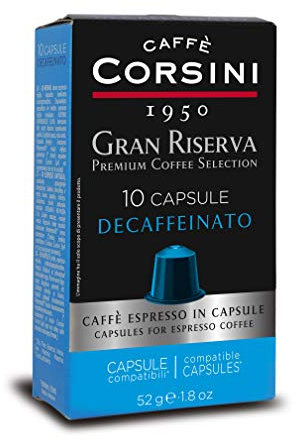 Caffè Corsini - 60 Capsules Compatible Nespresso, Café Gran Riserva Espresso Décaféiné, 6 Boîtes de 10 Pièces, 312g