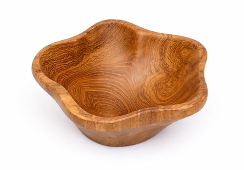 Windalf Handgefertigte kleine Blumen Holzschale – Dekoschale & Snackschale aus Massivholz – Schlüsselablage, Münzschale oder Antipasti-Schale