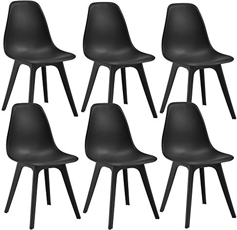 [en.casa] Sedie per Sala da Pranzo Design 83 x 54 x 48 cm Set di 6 Pezzi Plastica Nero