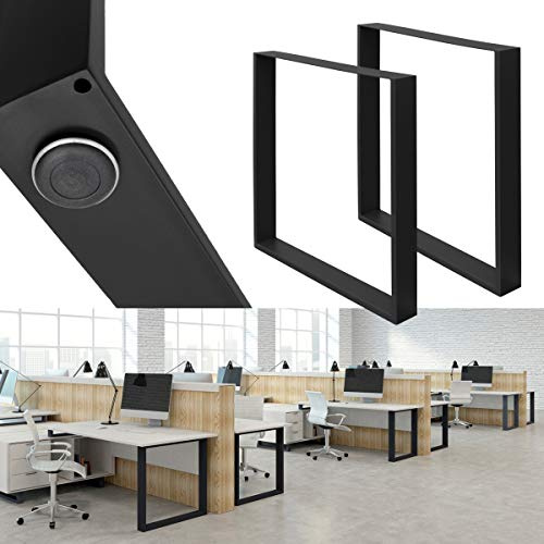 ECD Germany Gambe Tavolo 2 Pezzi Struttura Tavolo 60 x 72 cm in Acciaio Verniciato a Polvere Nero Telaio da Tavolo Design Industriale Telaio Gambe Industriali Rettangolare Piedini per Tavoli