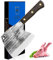 LA TIM'S Hackmesser, 0,85KG schweres Hackbeil, handgeschmiedetem Kohlenstoffstahl Fleischbeil, Fleischermesser zum Hacken von Knochen, Massivholzgriff