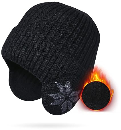 SJTJSPX Wintermütze Herren Damen Strickmütze Warm Ohrenschützer Verdickt Wollmütze Outdoor Winddicht Beanie Hut Sport Radfahren Ohrenwärmer Winter Thermo Mütze für Laufen Skifahren Snowboarden