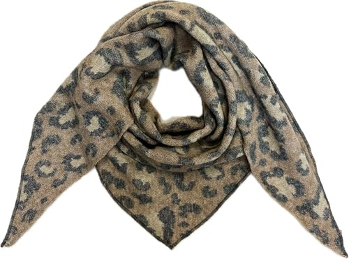 XXL Leopard Dreieck Schal Winter ITALY Poncho Strickschal Schal Wolle Stola Tuch