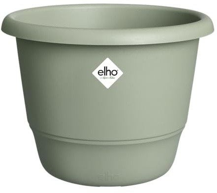 elho Amiga Rund 30 - Blumentopf für Innen und Außen - 100% recyceltes Plastik - Ø 29.5 x H 20.2 cm - Grün/Thyme Green