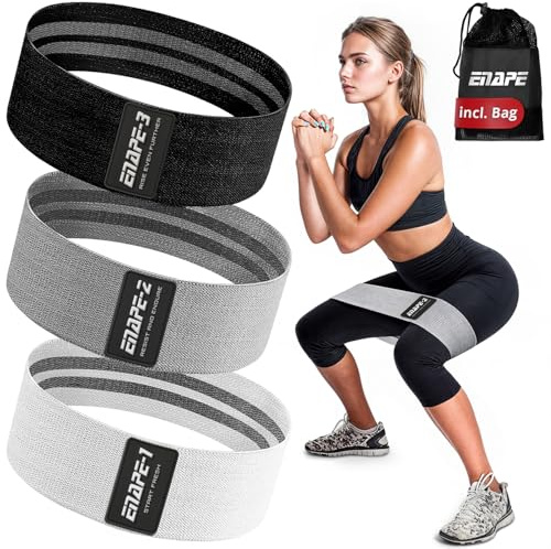 ENAPE Resistance Bands 3er Set – Stoff Fitnessbänder & Hip Bands für Hüft- & Beintraining, Krafttraining & Muskelaufbau – rutschfest für Yoga, Pilates & Training zuhause