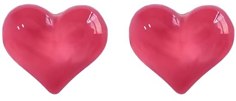 Cute Jelly Pink Heart Stud Earrings for Women & Teens, Hypoallergenic Resin Dainty Statement Jewellery, Nickel-Free Minimalist Fashion Accessory Gift
