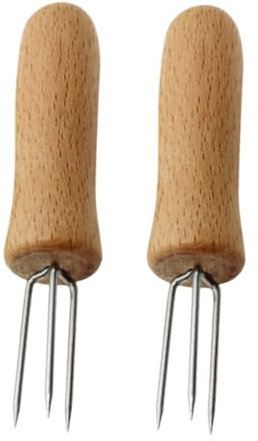 TOYANDONA 2stücke Maisgabeln Mit Holzgriff Für Grillbesteck Obstgabeln Mit Drei Zähnen Als Grillgabeln Und Speisegabeln Für Bbq Snacks