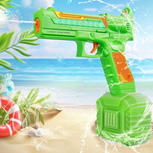 Pistola De Agua Eléctrica, Pistola de Agua Potente, Electric Water Gun para Adultos y Niños, Juguete para Piscina, Verano y Fiestas en La Playa(Verde)