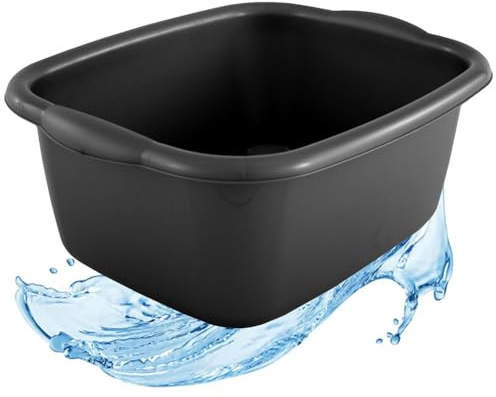 STAR SUPPLIES 9.5 Litre Rectangular Washing Up Bowl Complete with Integrated Carry Handles (1, Black)