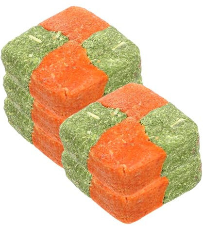 HEMOTON 5pcs Double Grass Bricks Organic Rabbit Snacks Natural Pet Molar Treats Made with Premium Hay and Carrot Powder Easy to Store Bunny Chew Toy for Small Animals Puppy Toys Teething