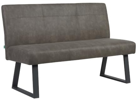 DUBI Möbel Sitzbank Joyce 140 cm mit Federkernpolsterung – Moderne Esszimmerbank Taupe – Gepolsterte Küchenbank mit 15 cm Polsterung & Metallbeinen Schwarz