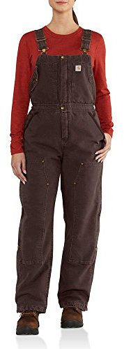 Carhartt Women's Weathered Duck Wildwood Bib Overalls, Dark Brown, XL