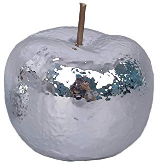 Deko-Apfel aus Keramik in tollen Farben und verschiedenen Größen (Silber, Ø 12 cm - Höhe 10 cm)