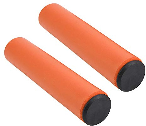 Fahrrad Lenkergriffe Anti-Rutsch - Silikon Ultraleicht mit Endstopfen (Orange)