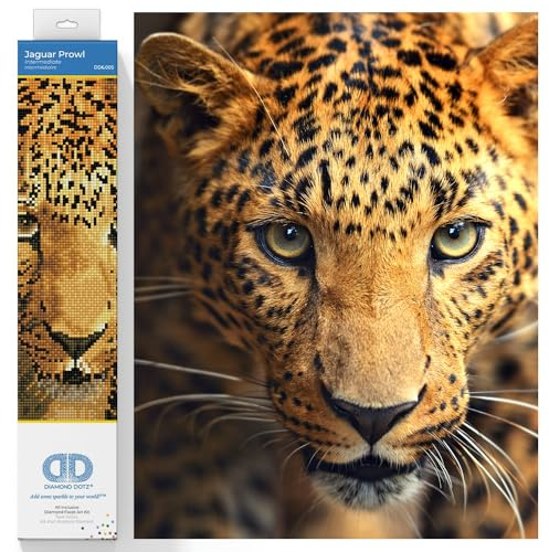 DIAMOND DOTZ Jaguar Prowl Art Craft Kit, Diamond Painting Kit for Adults, 14x10.8in