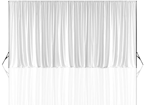 WedDecor 150GSM Polyester Backdrop Curtain Wrinkle Free Fabric- 3x6m, White | Smooth Pleated Curtain With Rod Pocket, Washable Fabric Photo Background for Weddings, Parties, Events & Stage Decorations
