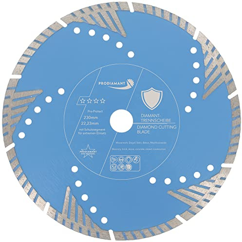 PRODIAMANT Diamant-Trennscheibe Pro Protect 230 mm x 22,2 mm mit Schutzsegmenten für Mauerwerk Beton Ziegel