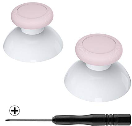 eXtremeRate Joystick pour Manette Switch Pro, Stick Analogique 3D Bicolore de Remplacement pour Nintendo Switch Pro Manette, Thumbstick 3D Customisé pour NSP Manette Rose & Blanc