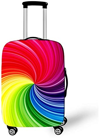 Surwin 3D Reise Kofferschutzhülle Waschbare Reisetasche Kofferbezug Elastisch Kofferhülle Gepäck Cover Reisekoffer Hülle Schutz Bezug Schutzhülle (Farbrotation,M (22-24 Zoll))