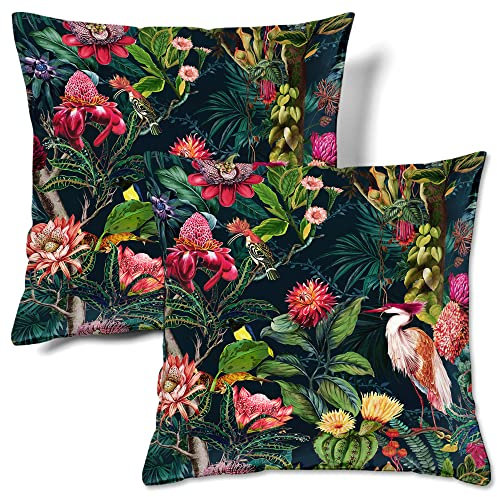 HMS Happy Memories Velvet Cushion Cases Square Decorative Throw Pillow Cover 45x45cm(18x18 Inch) Set of 2 for Couch Sofa Bed Living Room Bedroom