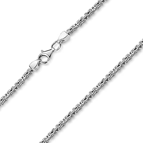 MATERIA by Matthias Wagner Cadena bizantina de plata 925 para hombre y mujer, 2,5 mm, cuadrado rodiado, Plata esterlina, Diamante