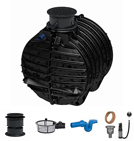 Zisterne Erdtank 6000 Liter Standard III inkl. Ausgleichsdom, Zisternendeckel, Regenwasserfilter, Überlaufsiphon und Regenwasserpumpen-Set - Regenwasserbehälter bzw. Regenwassertank unterirdisch