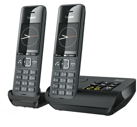 Gigaset Comfort 520A Duo - 2 Schnurlose DECT-Telefone mit Anrufbeantworter - Beste Audioqualität mit Freisprechfunktion - Anrufschutz - Adressbuch 200 Kontakten, titan-schwarz [Deutsche Version]