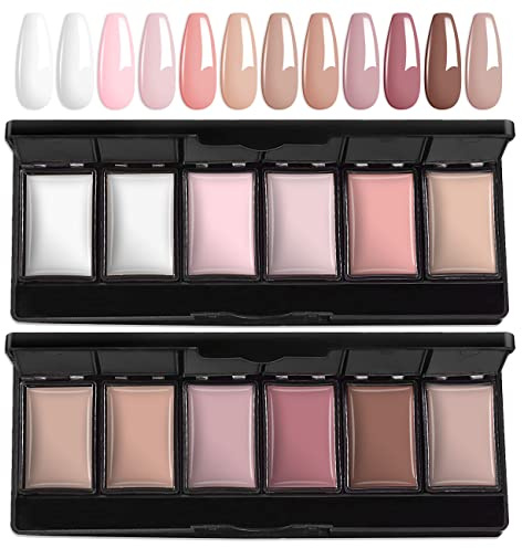 AIMEILI Vernis Gel Crème Solide 12 Couleurs, Palette de Vernis à Ongles en Gel Solide Semi Permanent UV LED avec Brosse à Ongles pour Nail Art Manucure DIY - Kit 2