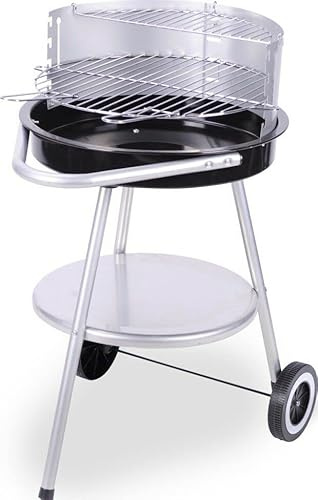 Large Round Charcoal Barbecue with Wheels Outdoor Garden Patio Steel BBQ Grill