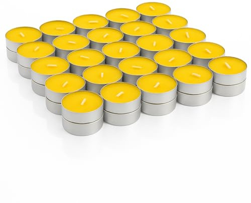 Zopper Citronella Tealights Pack of 50 – 4 Hour Natural Mosquito Insect Repellent Garden Candles – Decorative Outdoor & Indoor Citronella Scented Tealight Candles