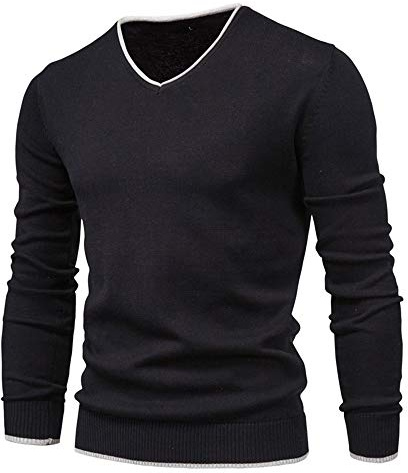 Feziakuk Maglione da uomo con scollo a V, per autunno e inverno, a maniche lunghe, basic invernale