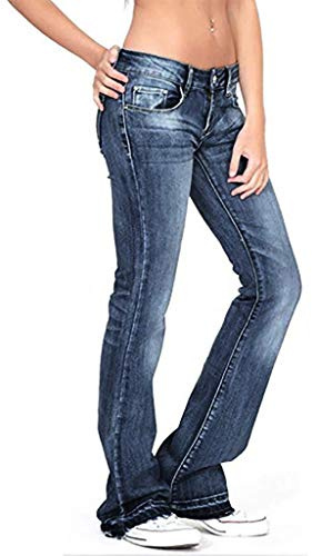 Womens Mid Waist Stretch Bootcut Flared Juniors Jeans Classic Distressed Washed Wide Leg Palazzo Lounge Bell Bottom Denim Pants Heavy Duty Durable Workwear Pants with Pockets