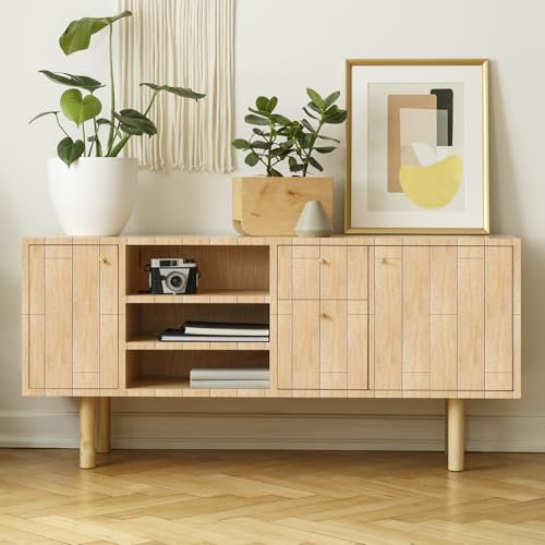 JOLIHOME Holzmaserung Tapete Selbstklebende Planken Wandsticker Abziehen und Aufkleben Kontaktpapier Klebrige Rückseite Plastik Rolle für Tür Küche Schrank 44.5x500cm Eiche, Beige
