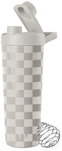 Simple Modern Stainless Steel Shaker Bottle with Ball 24oz | Metal Insulated Cup for Protein Mixes, Shakes and Pre Workout | Rally Collection | Checkmate