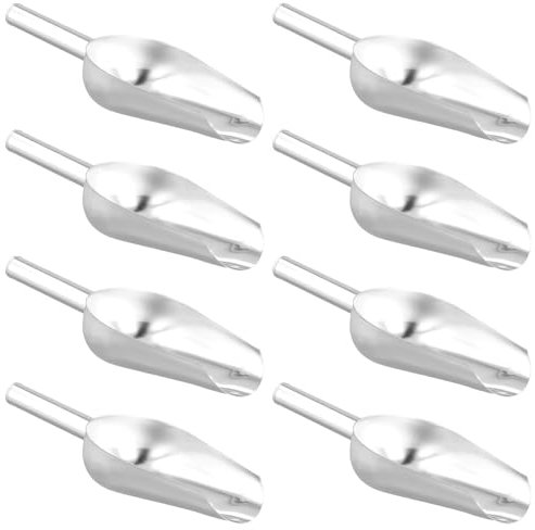 YUENPUN 8 PCS Stainless Steel Ice Scoop, 8oz Metal Sweet Candy Food Flour Scoops for Kitchen Bar Party Wedding Buffet