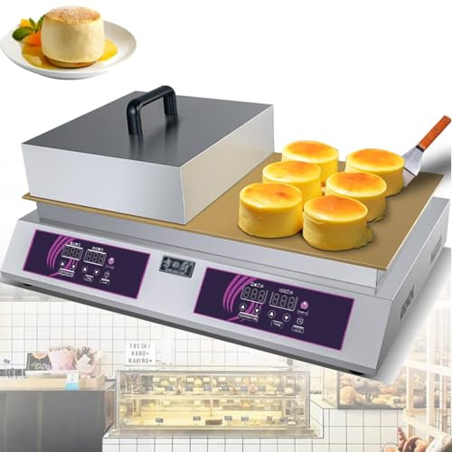 Panquequera Comercial, Máquina de Soufflé Eléctrica, Placa Calentadora de Cobre y Control de Temperatura/Tiempo, para Restaurante Panadería Ocio Snack,B