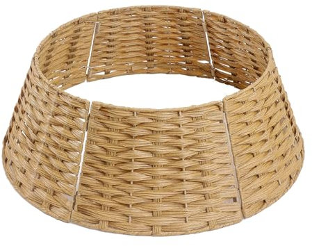 Rattan-Weihnachtsbaumkragen, 66 cm, Künstlicher Rattan-Weihnachtsbaumrock, Baumringe, Gewebte Basisabdeckung für Zuhause, Bauernhaus, Wohnzimmer, Weihnachtsbaumständer