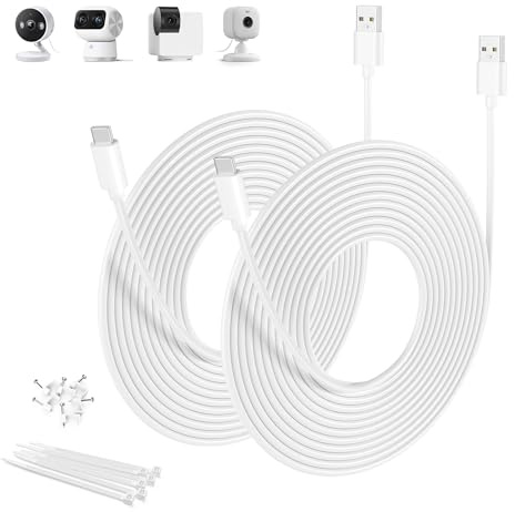 Basesailor Stromverlängerungskabel Sicherheitskameras USB C 2.0 9M 2Stück | USB A auf Typ C Verlängerungs,Extra Lange Typ C Kabel mit Xiaomi Smart Camera C400,Blink Outdoor 4,Mini 2,Petcube Cam 360