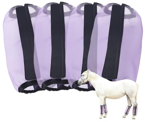 Fliegenstiefel Pferd 4er Set, Atmungsaktive Fliegenbeinschützer Sommer | Feinmaschiges Mesh, atmungsaktiv und leicht, schützt Pferdebeine vor Fliegen und hilft, Stampfen im Sommer zu reduzieren