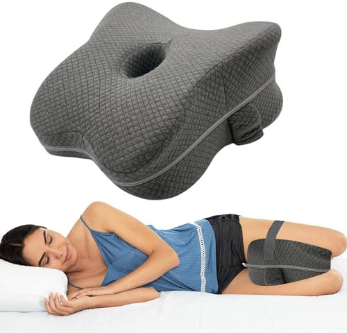 LEKEFETO Almohada para rodillas para dormir de lado: almohada de espuma viscoelástica para piernas, almohada ortopédica para piernas, ayuda con el dolor de rodilla, almohada de espuma para las