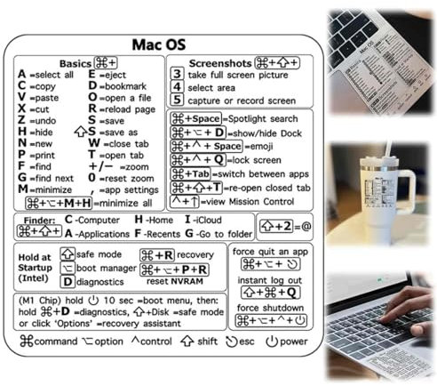 SingHao Mac Os Keyboard Shortcuts Sticker, White, Vinyl Plastic, Minimalist, Laptop Sticker, Keyboard Shortcuts